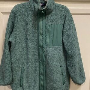 Lands' End Kids Green Sherpa Fleece Jacket